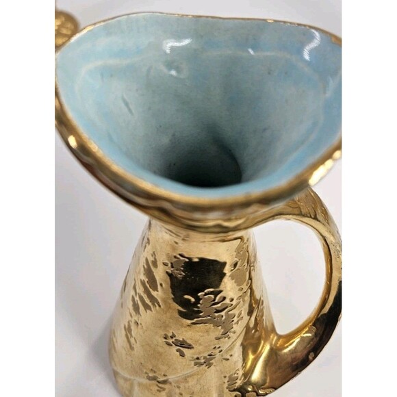 Vtg Savoy Weeping Gold Mid Century Modern MCM Vase Plus Salt and Pepper Shakers - Picture 9 of 14